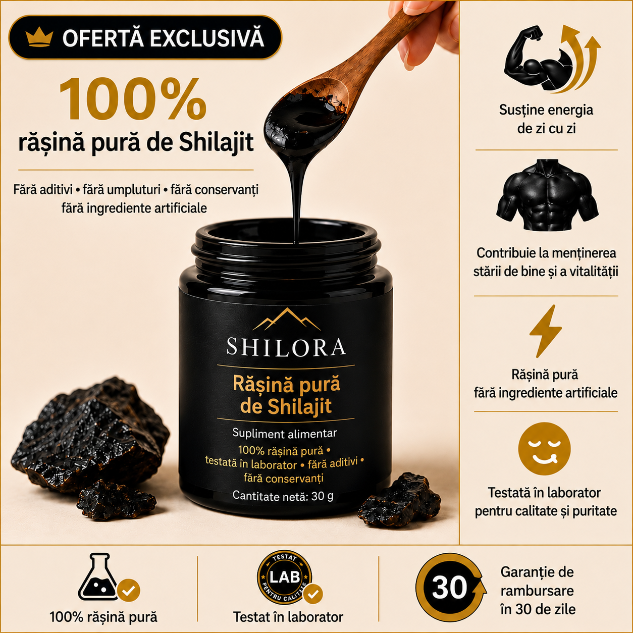Rășină din silajit pur din Himalaya – Shilora®